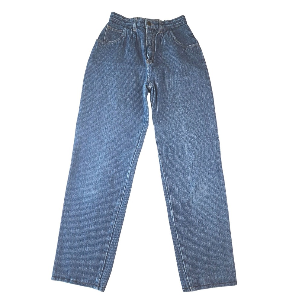 Vintage 70s N EST CE PAS Indigo Denim High Waist Textured Straight Leg Jeans 7/8